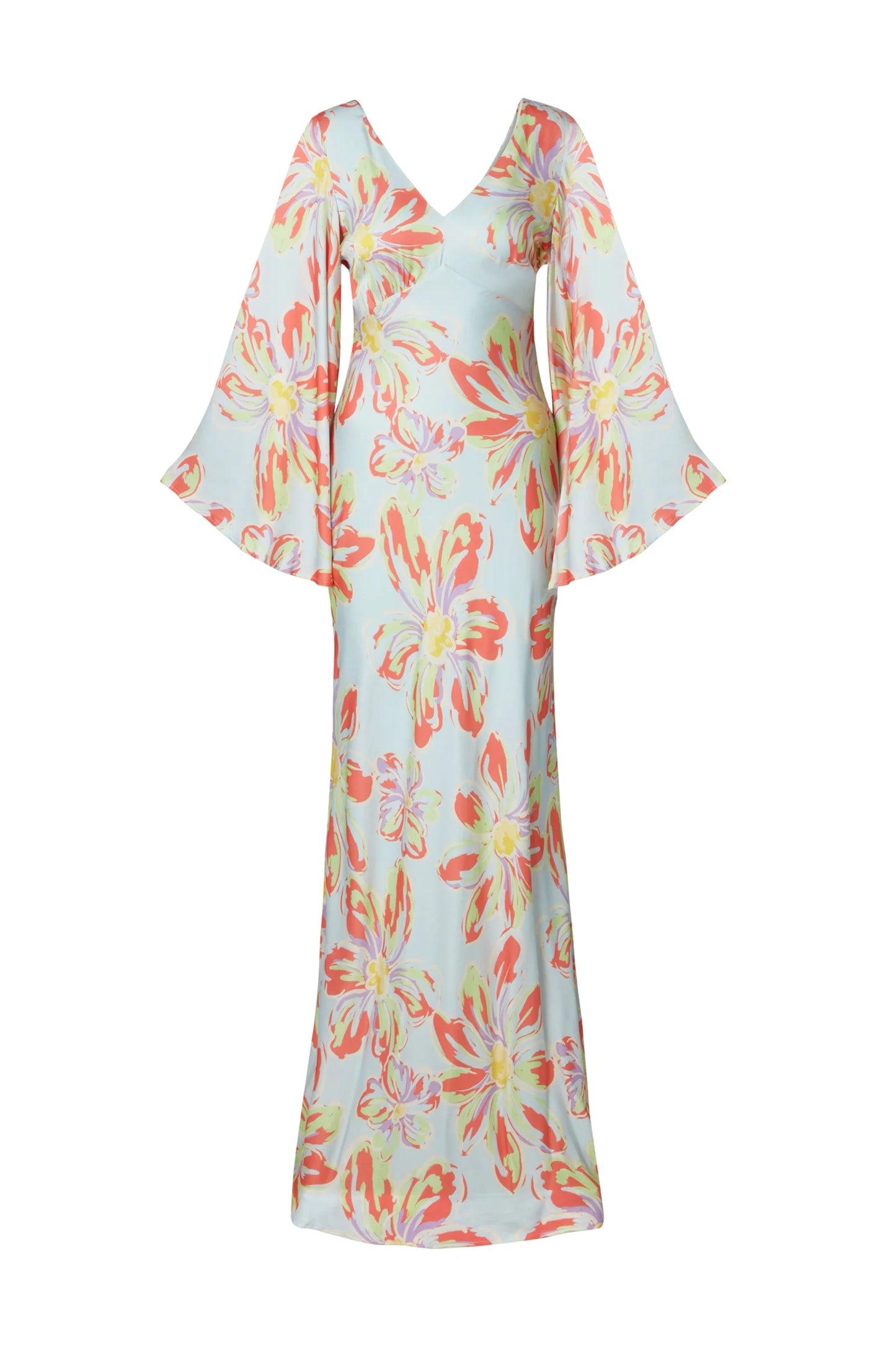 Product only Front facing Malina Patterned maxi dress. The perfect addition to your luxury designer resort wear wardrobe.