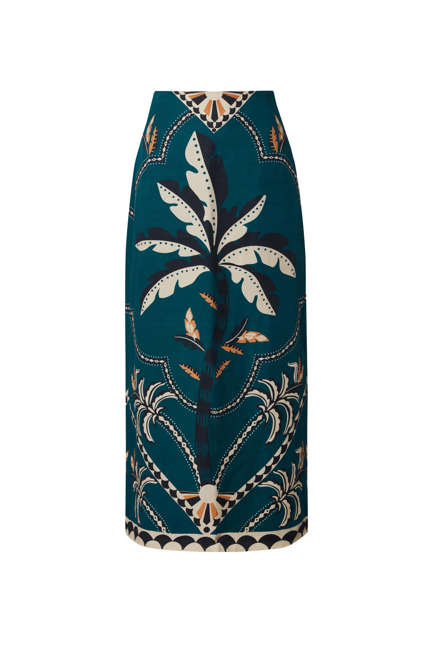 Product only Malina Printed midi skirt with a straight fit. The perfection addition to your luxury designer resort wear wardrobe.