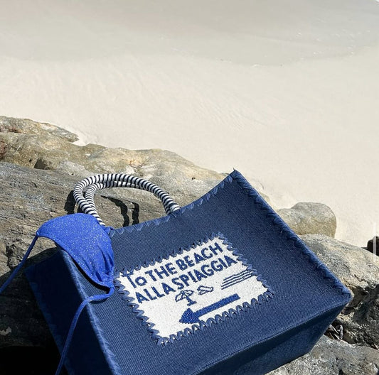 De Siena 'To the Beach' Deep Blue Navy Beach Bag