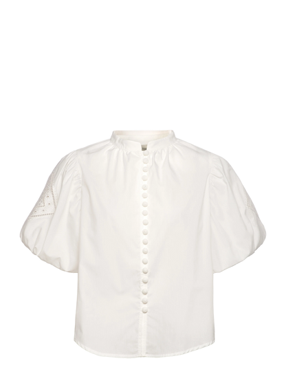 Malina Allie Pouf Sleeve Embroidered Blouse White